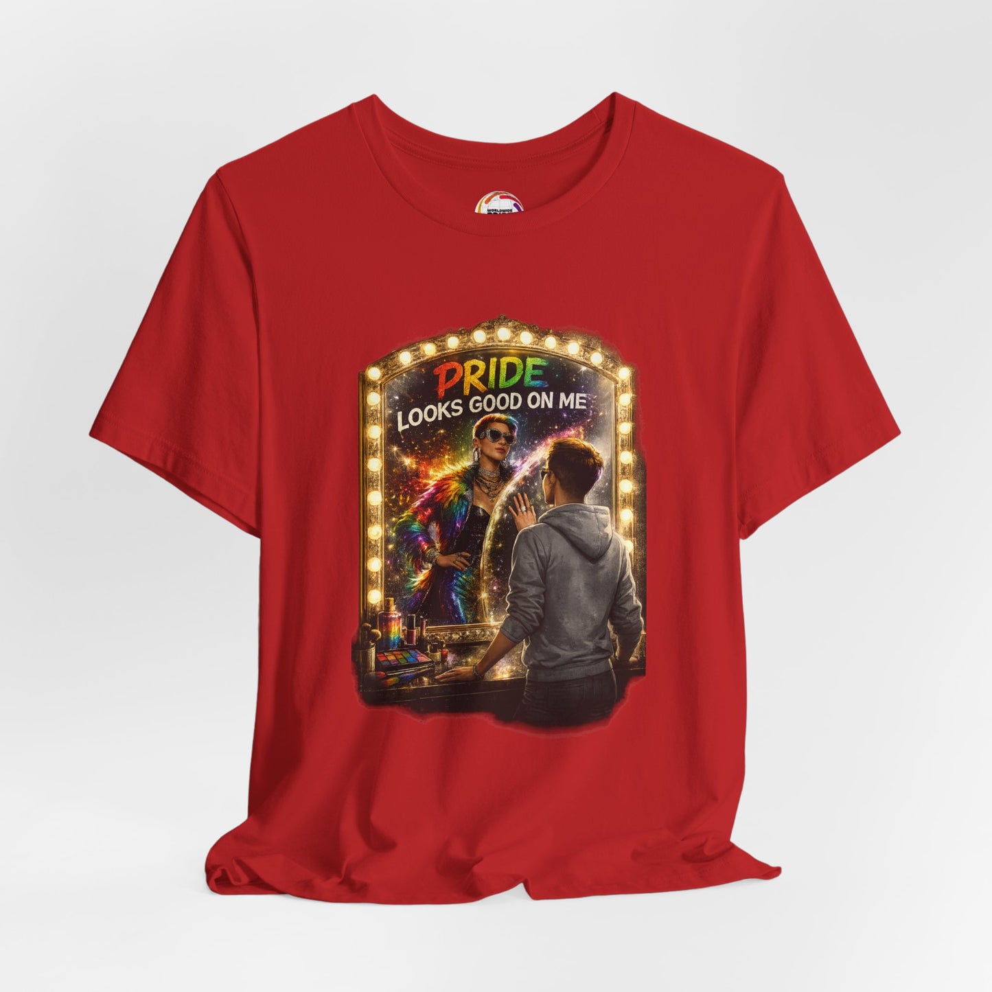 Pride Looks Good On Me T-Shirt — LGBTQ+ Mirror-Glow Graphic Tee