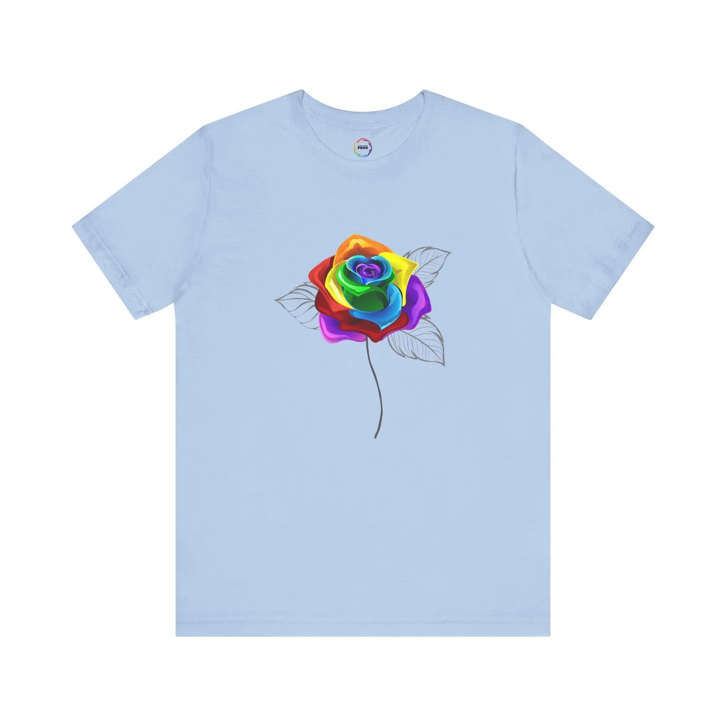 Rainbow Rose Unisex Jersey Tee - Vibrant Floral Design for PRIDE & Everyday Wear Printify