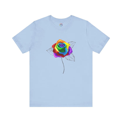 Rainbow Rose Unisex Jersey Tee - Vibrant Floral Design for PRIDE & Everyday Wear Printify