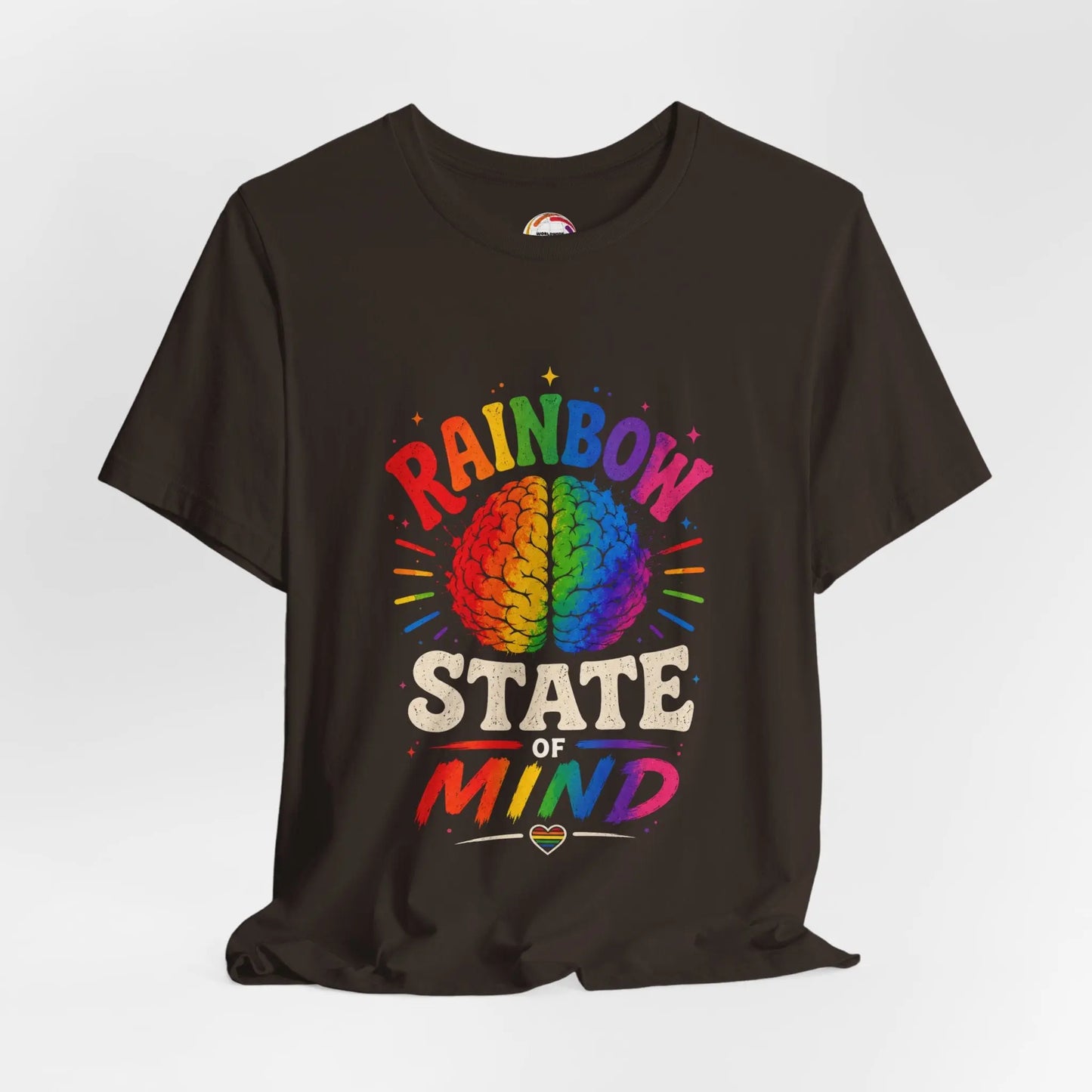 Rainbow State of Mind T‑Shirt — Colorful Brain Pride Graphic Tee Printify