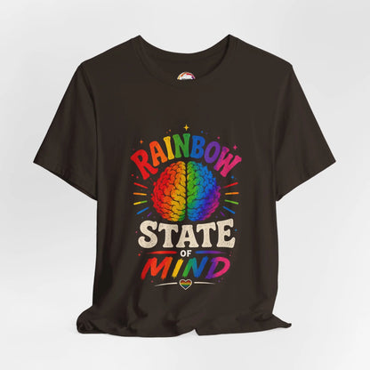 Rainbow State of Mind T‑Shirt — Colorful Brain Pride Graphic Tee Printify