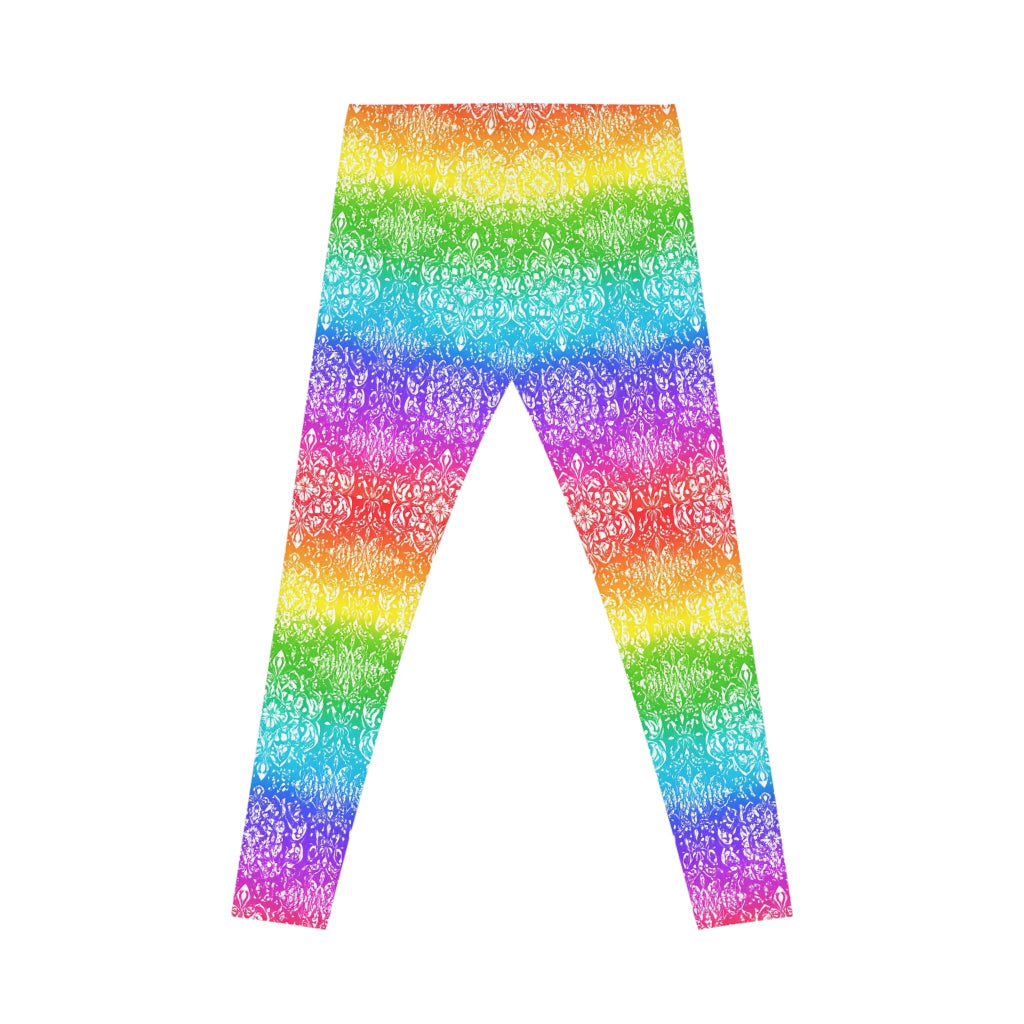 Vibrant Rainbow Pattern Leggings - Colorful Casual Activewear