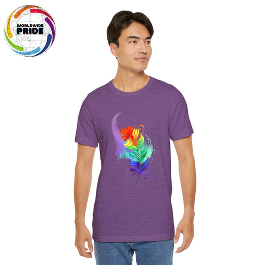 Colorful Feather Unisex T-Shirt - Vibrant Artwork for PRIDE and Self-Expression