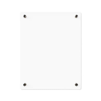 The back of the Speak Your Truth wall art. It is a blank, white rectangular board mounted on a wall with four black screws at the corners. The background is plain white, highlighting the simplicity and minimalism of the board.