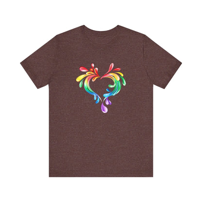 Rainbow Heart Unisex Short Sleeve Tee - PRIDE & Love Design Printify