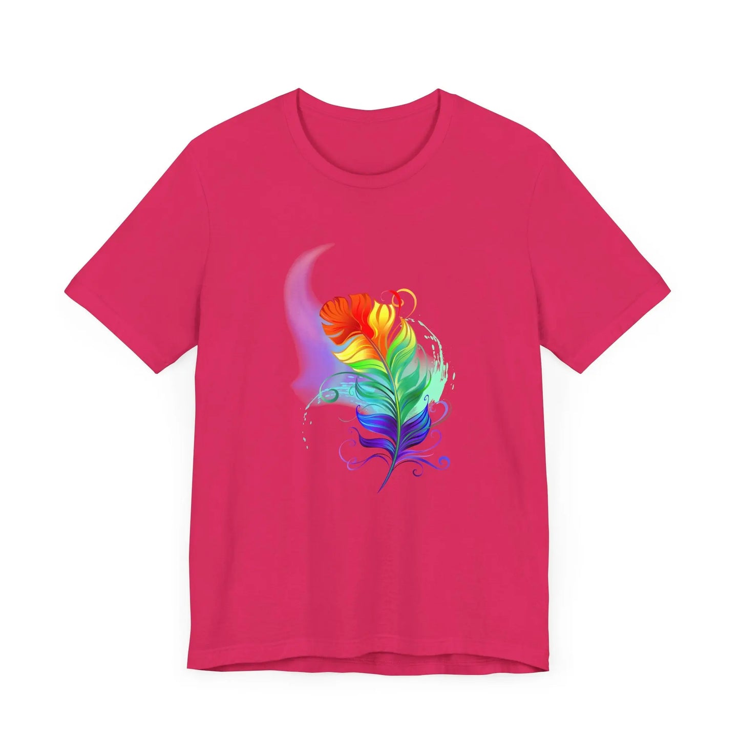Colorful Feather Unisex T-Shirt - Vibrant Artwork for PRIDE and Self-Expression Printify