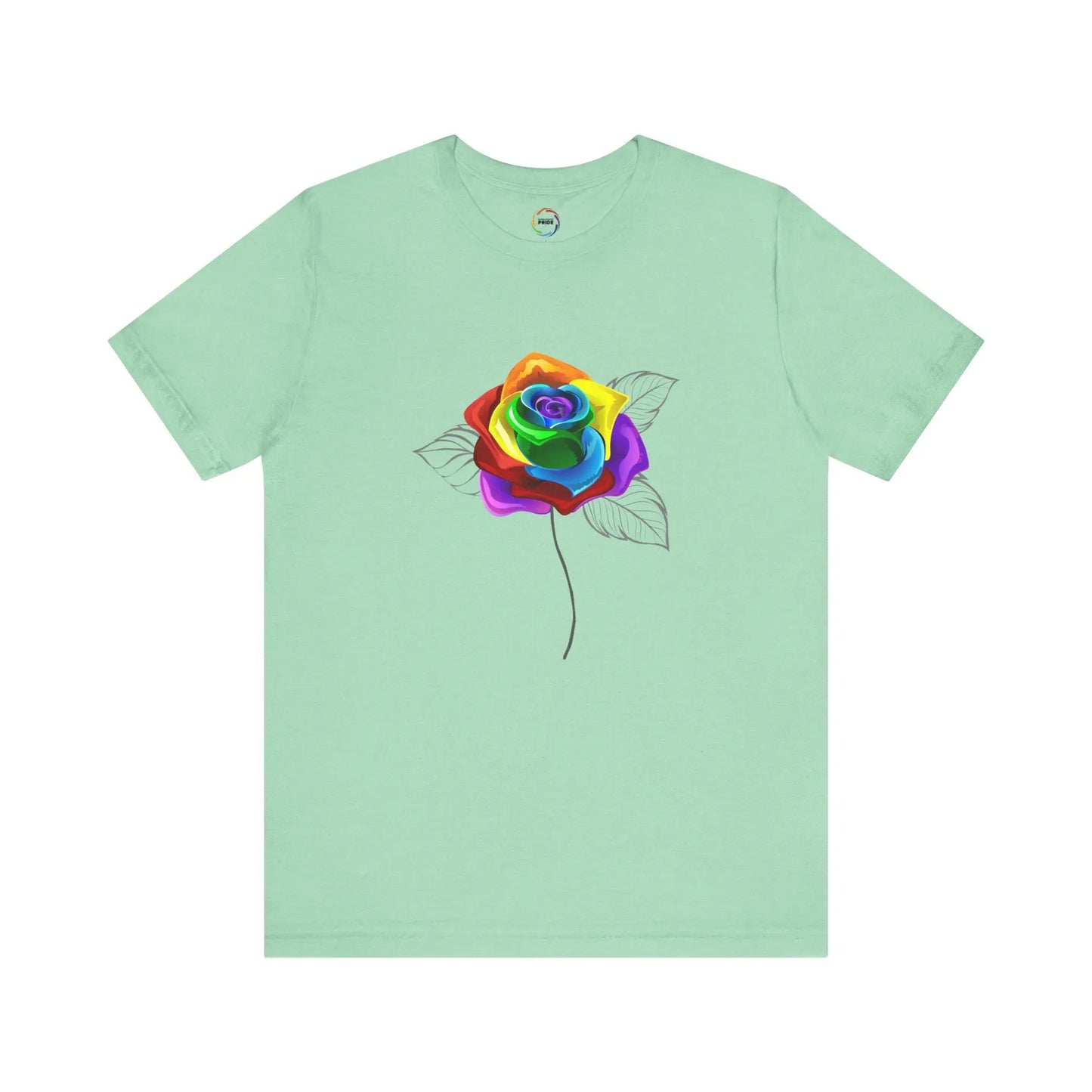 Rainbow Rose Unisex Jersey Tee - Vibrant Floral Design for PRIDE & Everyday Wear Printify