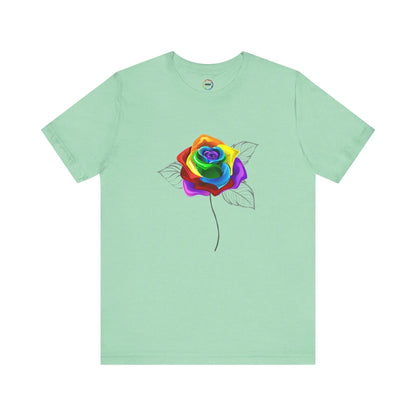 Rainbow Rose Unisex Jersey Tee - Vibrant Floral Design for PRIDE & Everyday Wear Printify