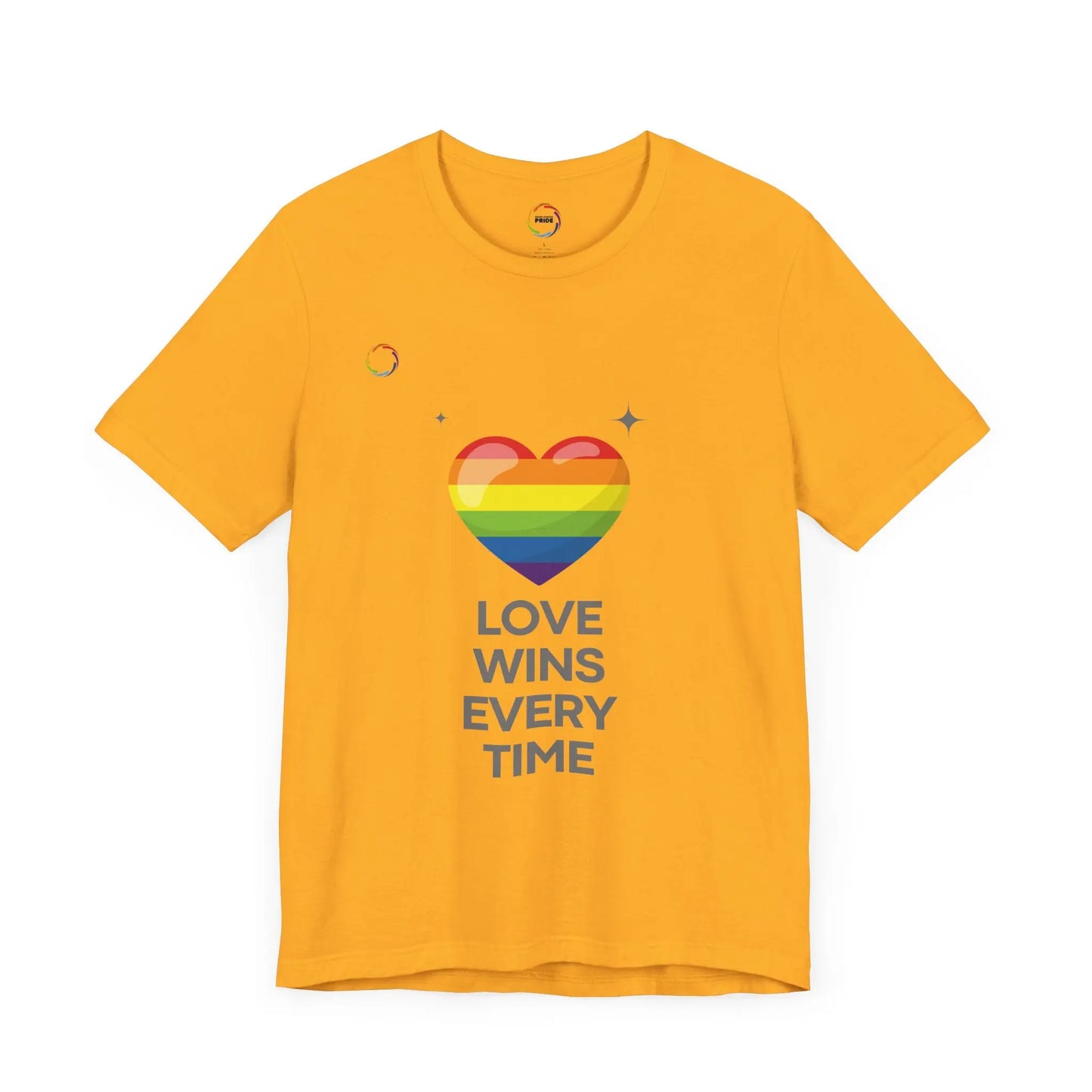 Rainbow Heart Graphic Tee - Love Wins Every Time Printify