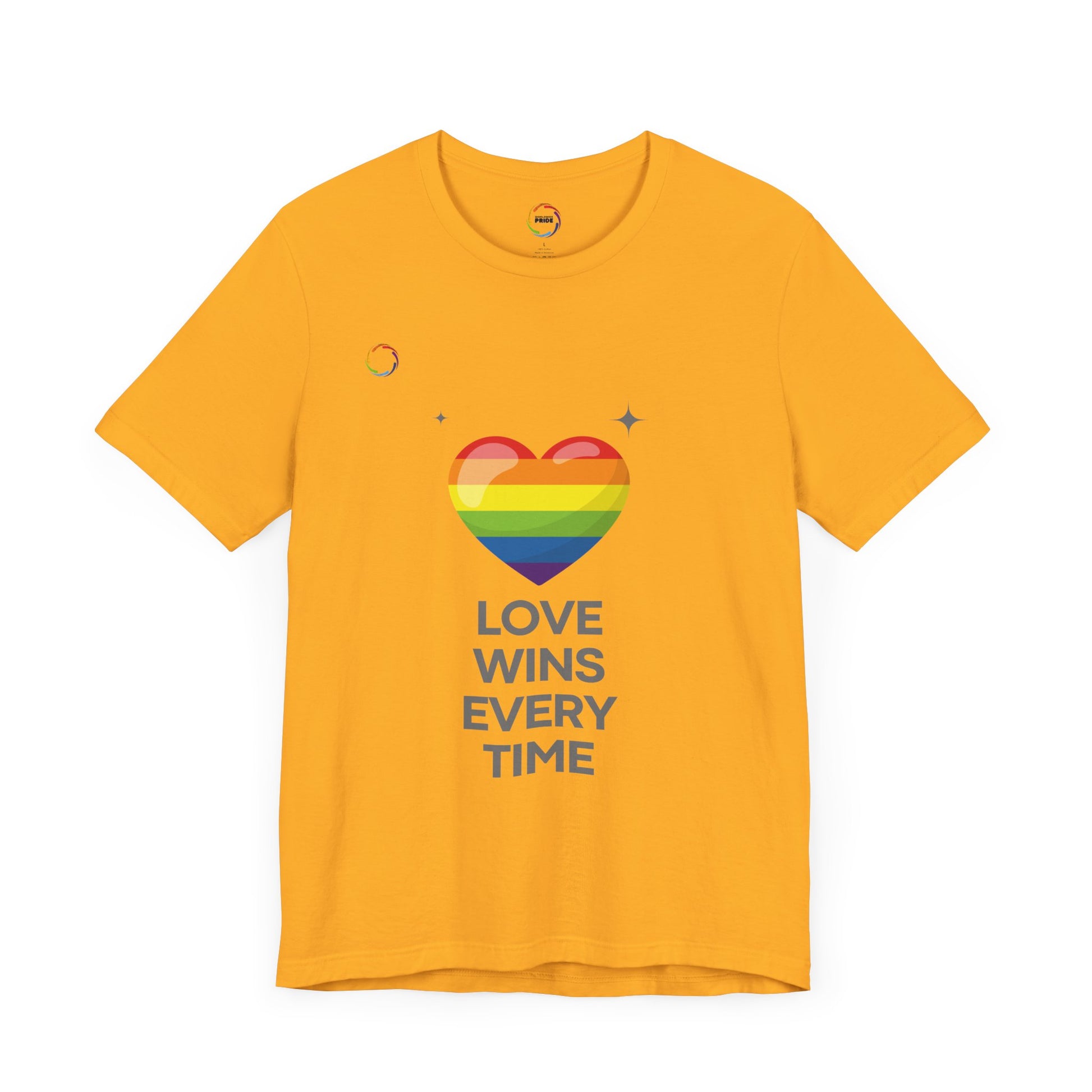 Rainbow Heart Graphic Tee - Love Wins Every Time