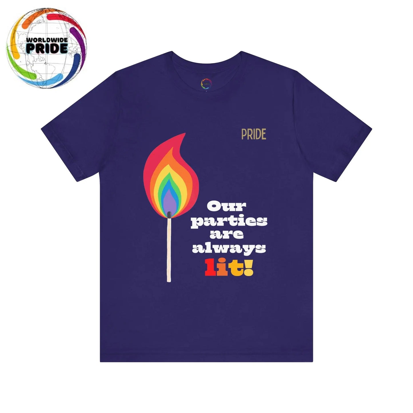 Rainbow Flame Tee - Our parties are always lit Printify
