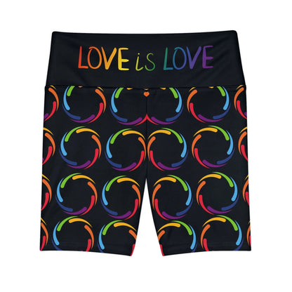 PRIDE Black Workout Shorts - Love is Love Yoga Shorts Printify