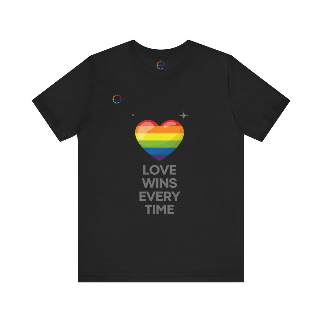 Rainbow Heart Graphic Tee - Love Wins Every Time