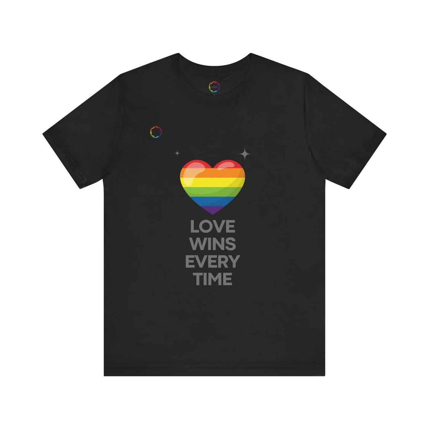 Rainbow Heart Graphic Tee - Love Wins Every Time Printify