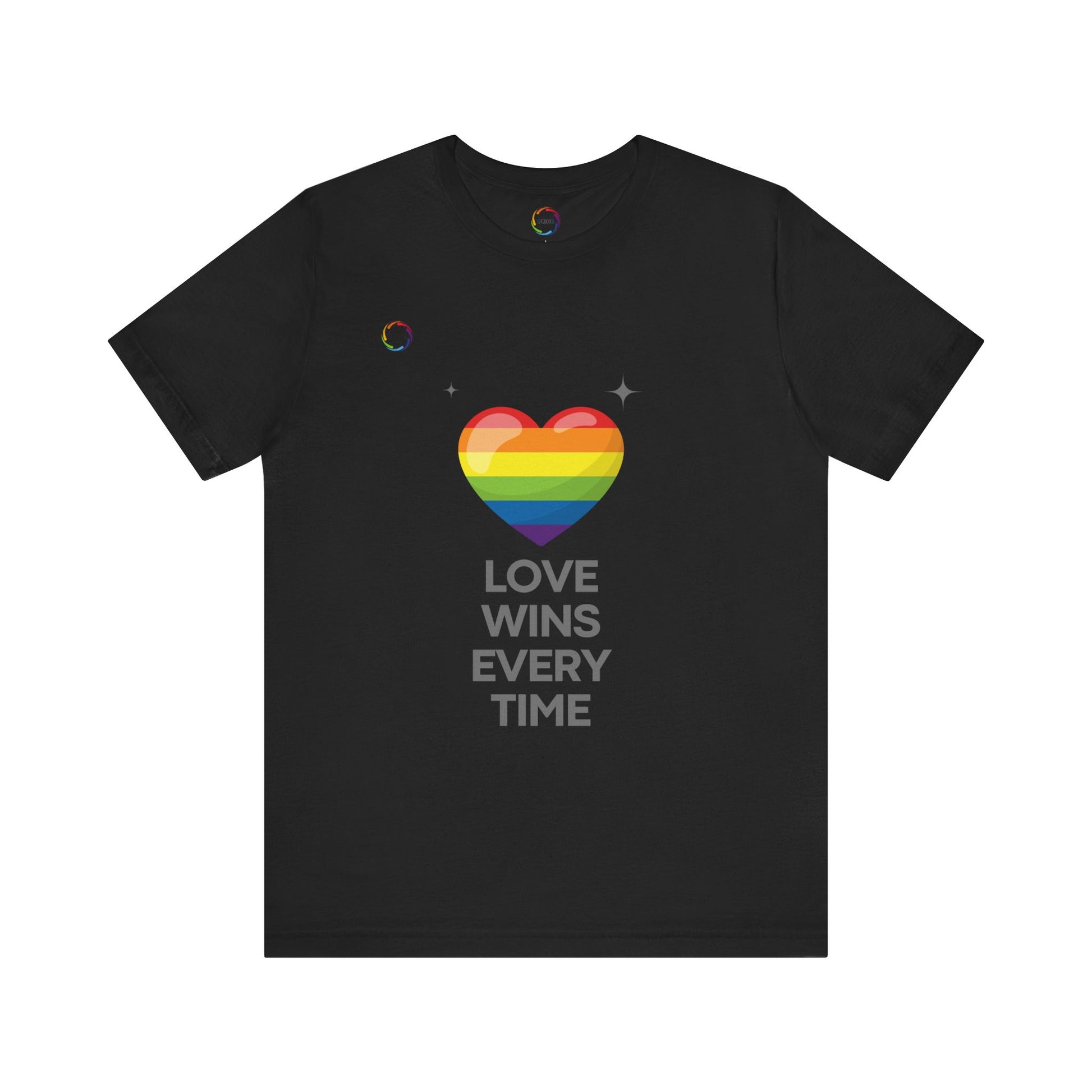 Rainbow Heart Graphic Tee - Love Wins Every Time