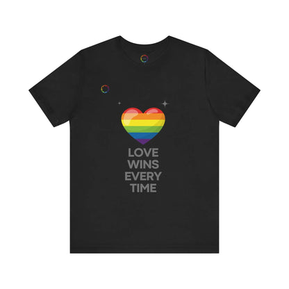Rainbow Heart Graphic Tee - Love Wins Every Time Printify