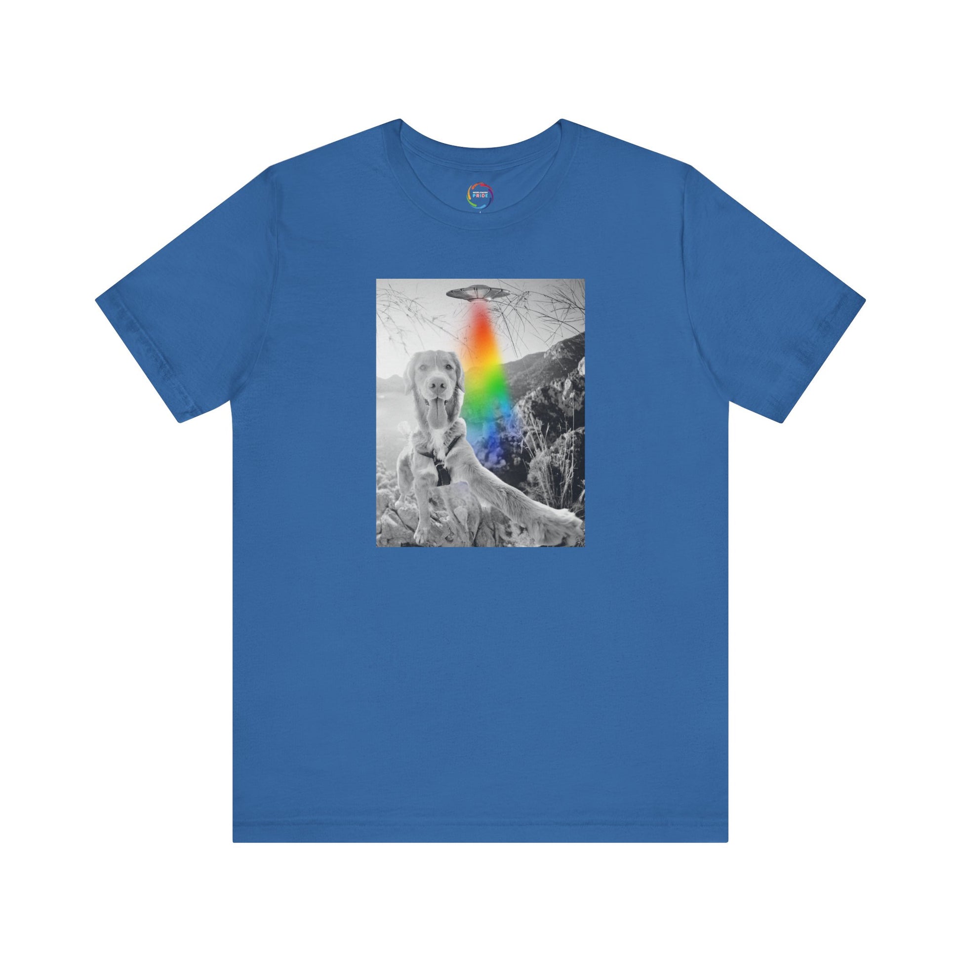 Dog Selfie Tee, Retro Graphic Shirt, Fun Casual Wear, Unique Gift, Unisex Short Sleeve Top