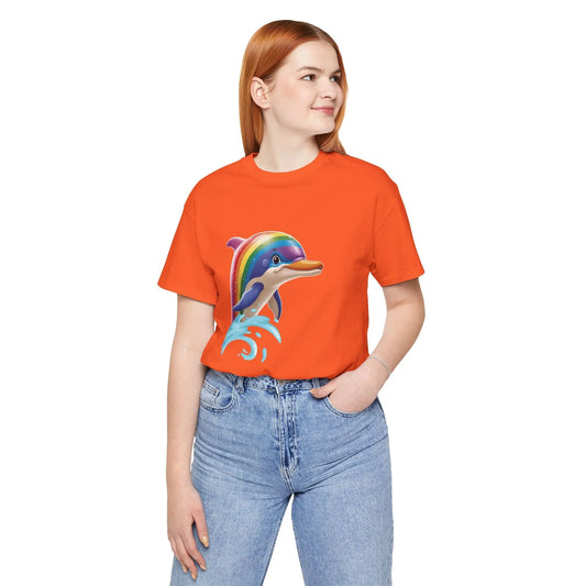PRIDE- Rainbow Dolphin Unisex Tee - Fun Summer Shirt Printify