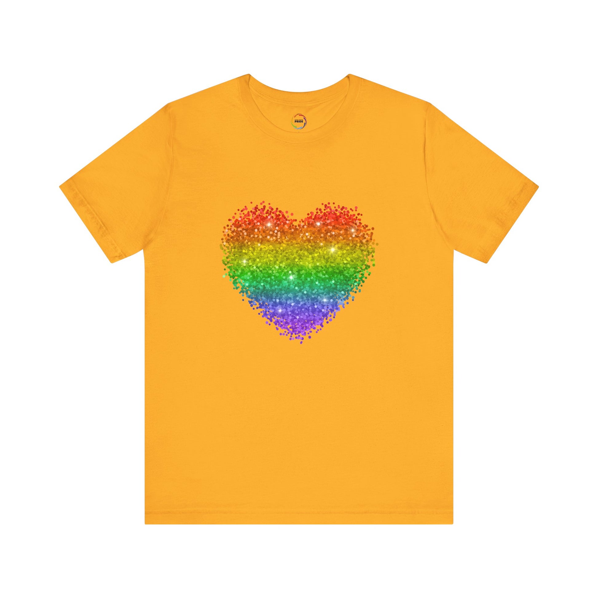 Glitter Rainbow Heart Tee for LGBTQ community