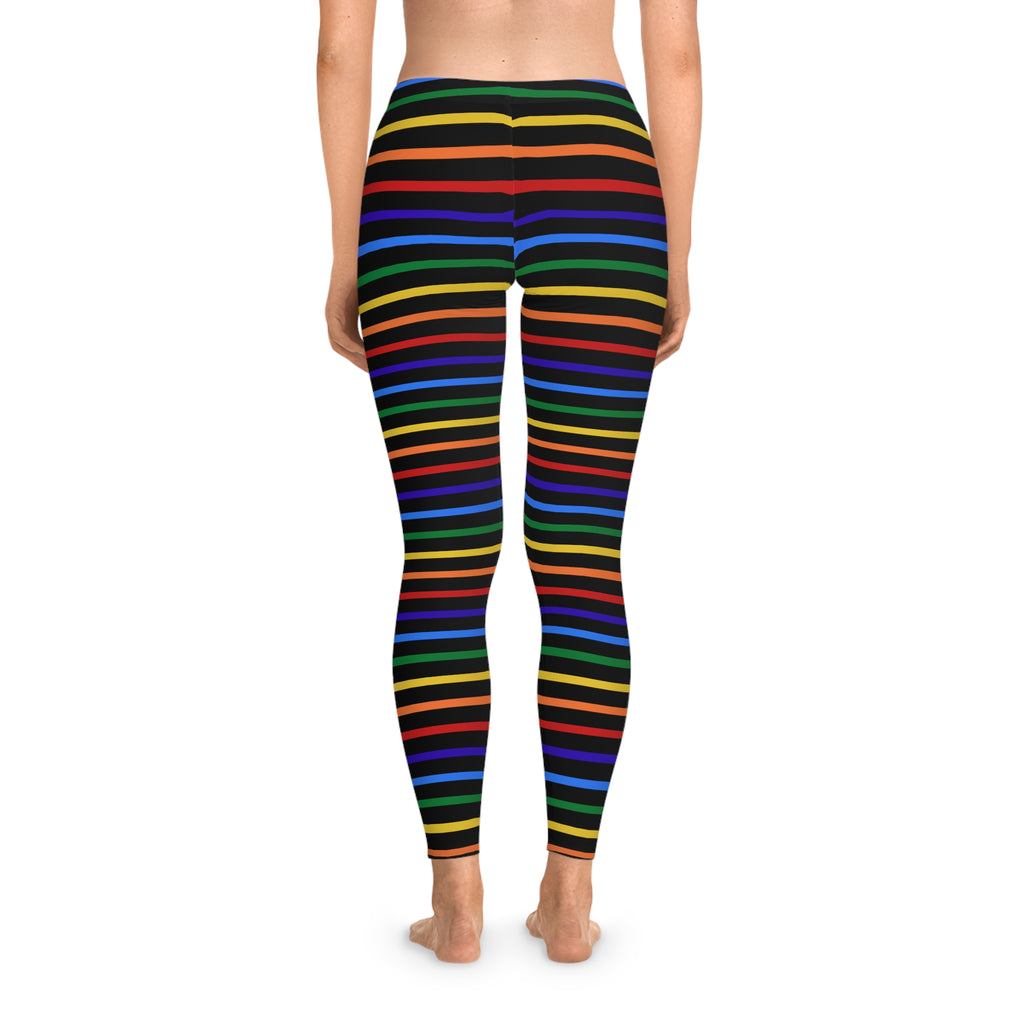 Rainbow Striped Stretchy Leggings for the LGBTQ community