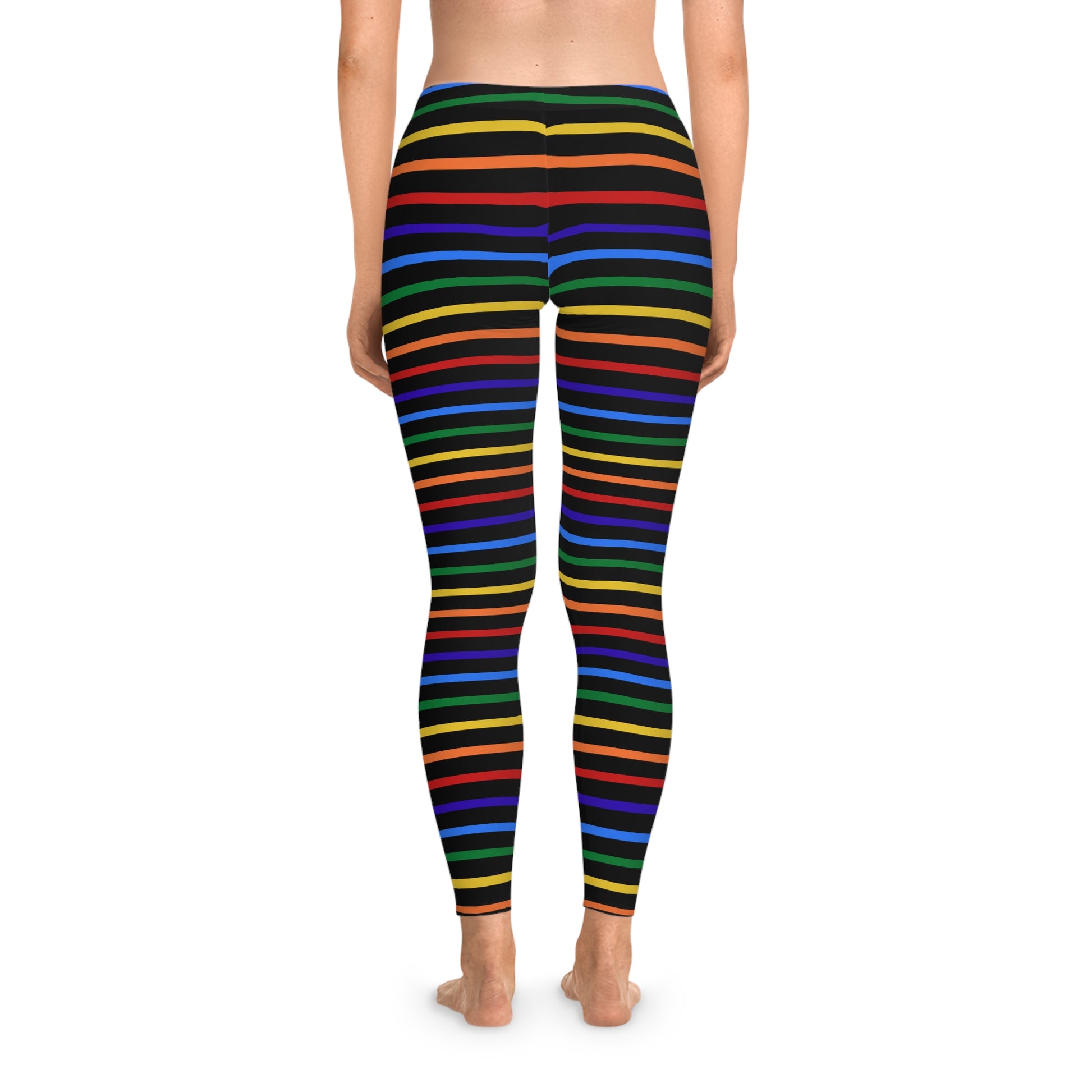Rainbow Striped Stretchy Leggings for the LGBTQ community
