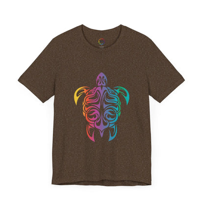 Colorful Tribal Turtle Unisex Short Sleeve Tee - Eco-Friendly Summer Wear Printify