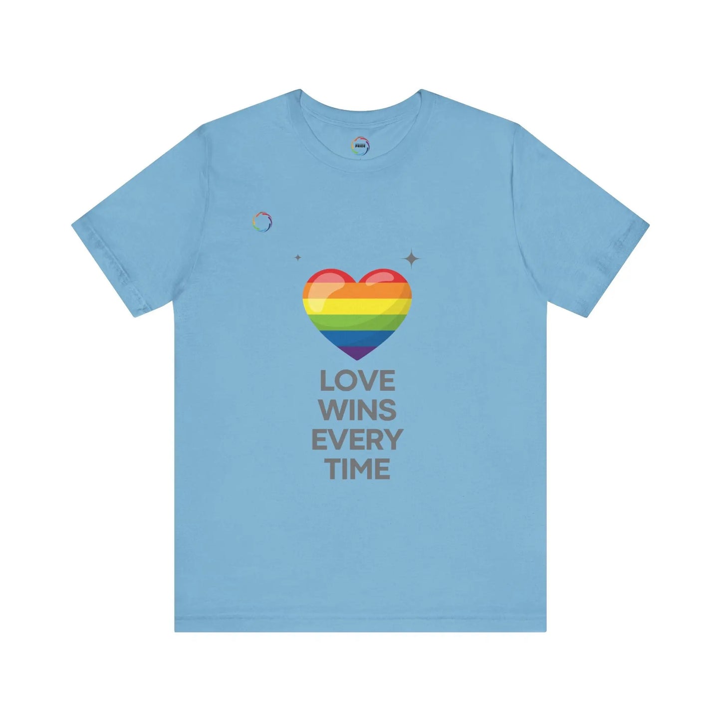Rainbow Heart Graphic Tee - Love Wins Every Time Printify