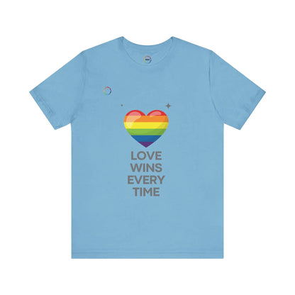 Rainbow Heart Graphic Tee - Love Wins Every Time Printify