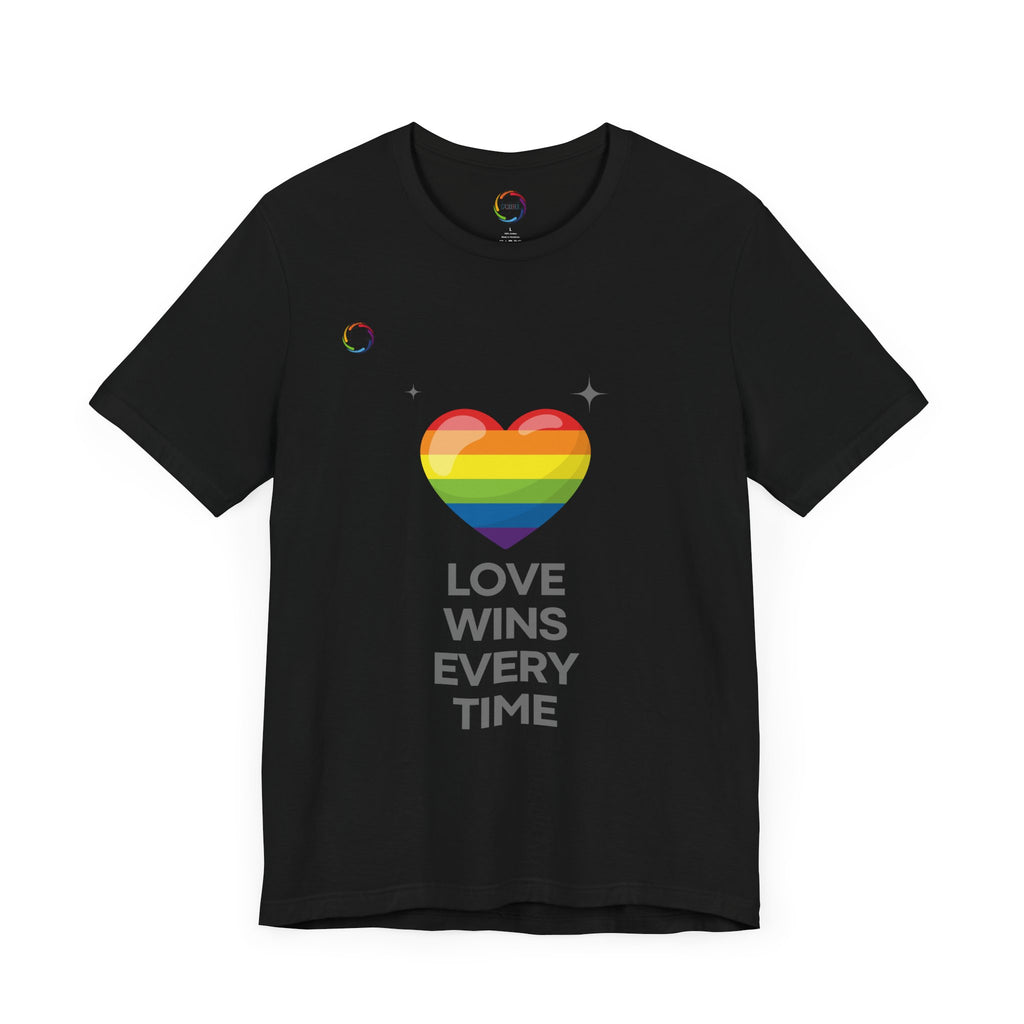Rainbow Heart Graphic Tee - Love Wins Every Time