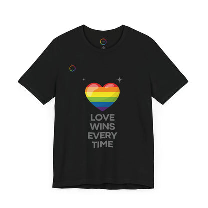Rainbow Heart Graphic Tee - Love Wins Every Time Printify