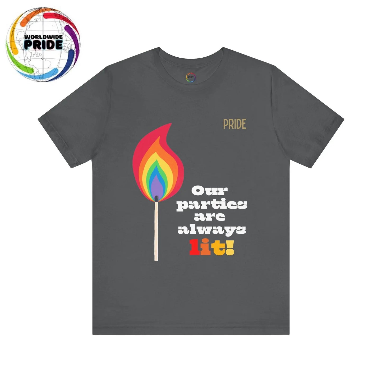 Rainbow Flame Tee - Our parties are always lit Printify