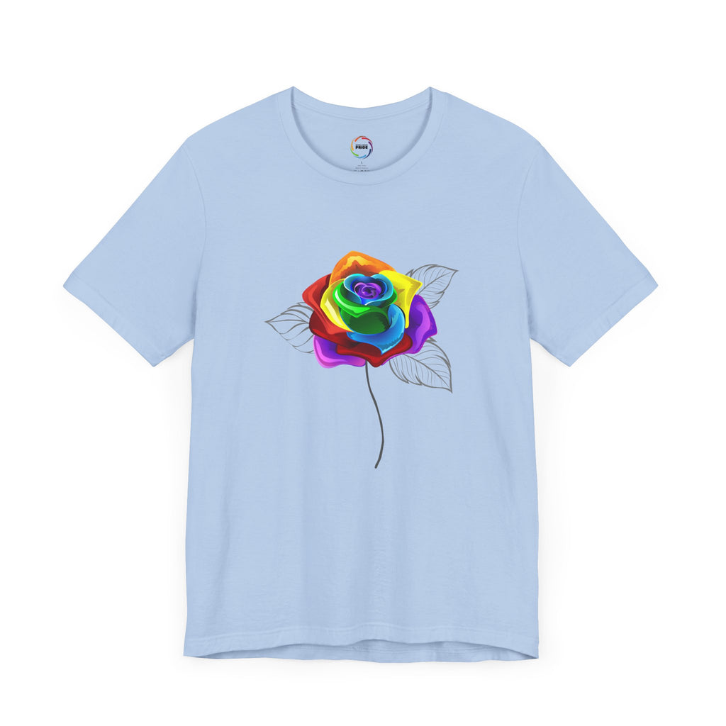Rainbow Rose Unisex Jersey Tee - Vibrant Floral Design for PRIDE & Everyday Wear