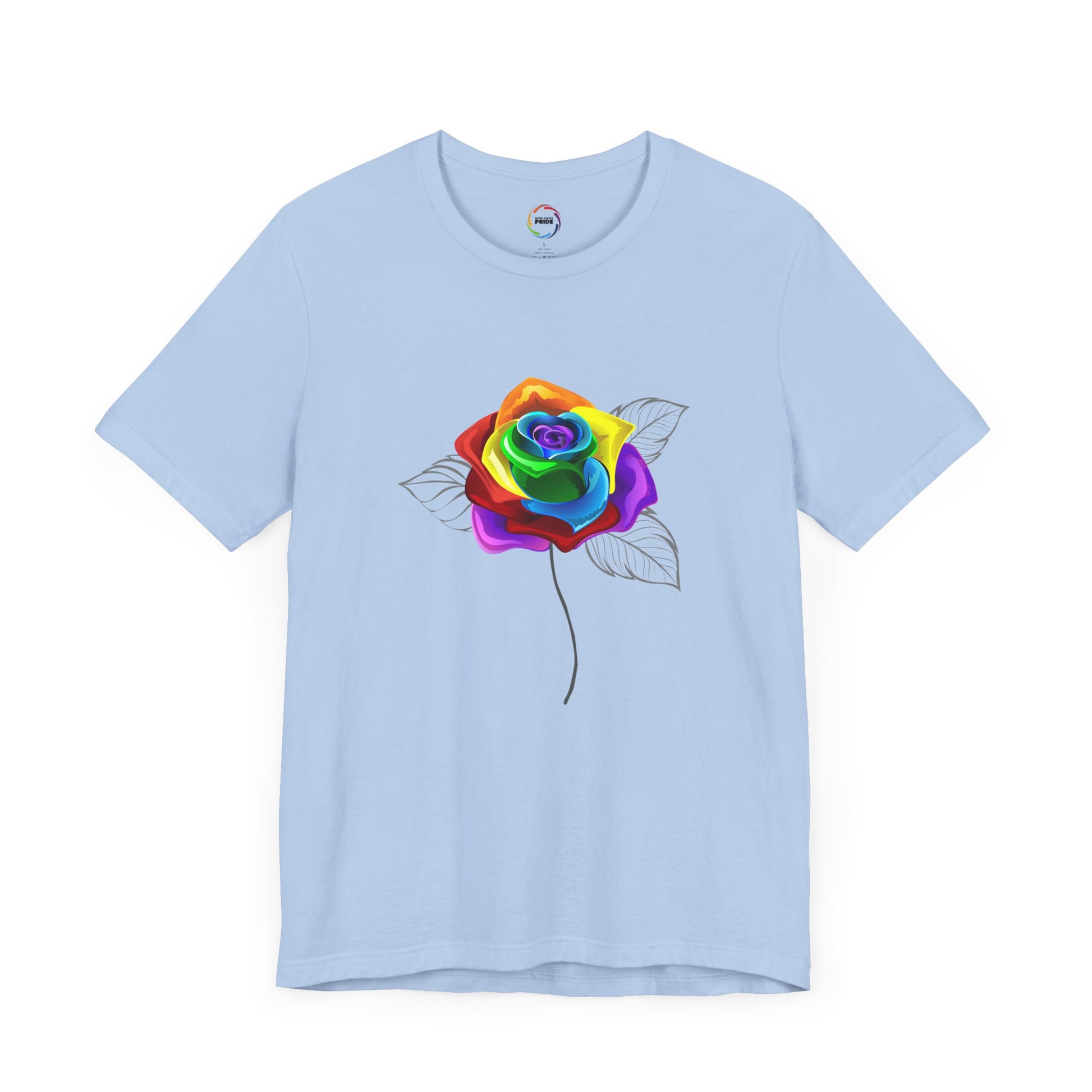 Rainbow Rose Unisex Jersey Tee - Vibrant Floral Design for PRIDE & Everyday Wear