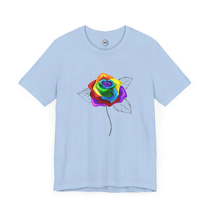 Rainbow Rose Unisex Jersey Tee - Vibrant Floral Design for PRIDE & Everyday Wear Printify