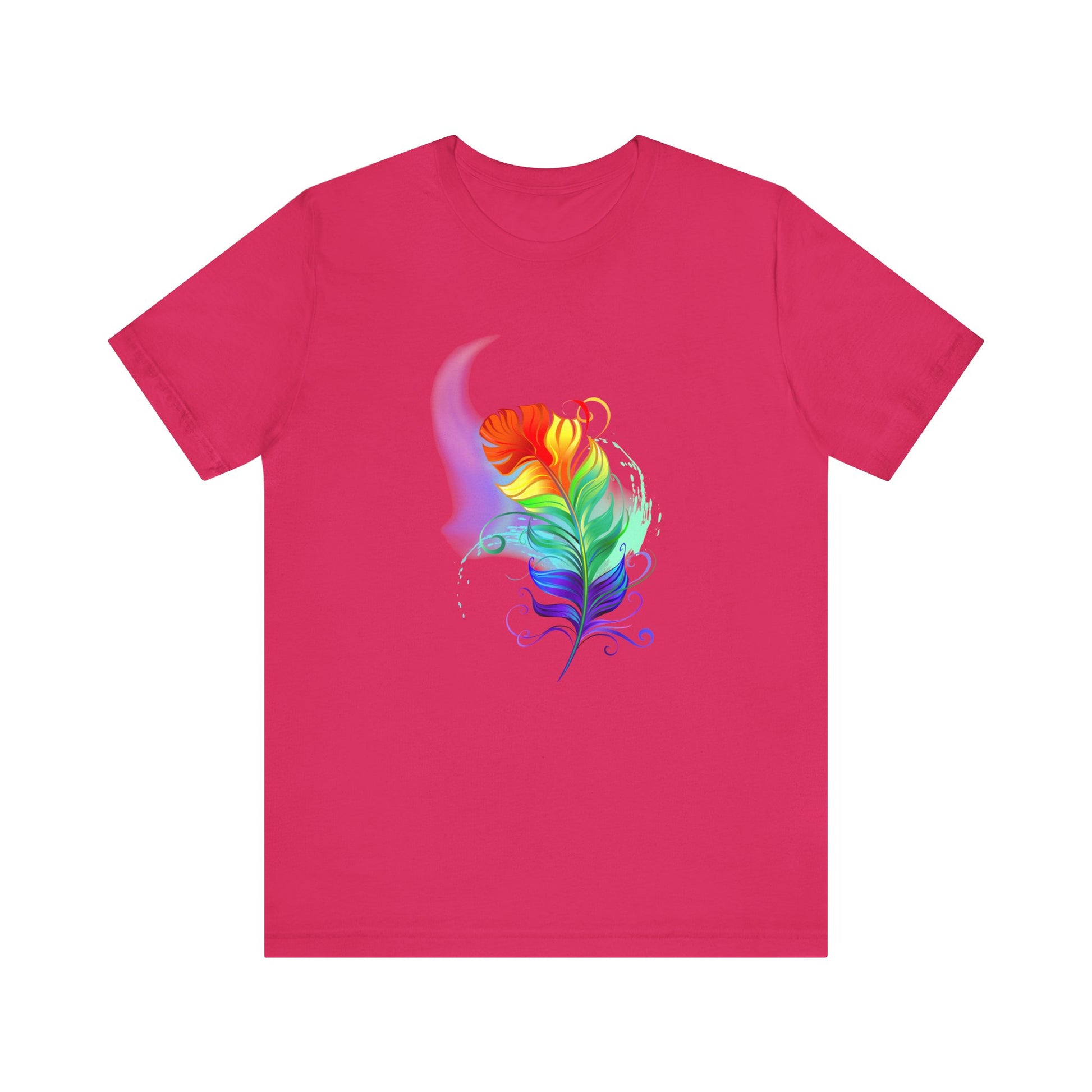Colorful Feather Unisex T-Shirt - Vibrant Artwork for PRIDE and Self-Expression