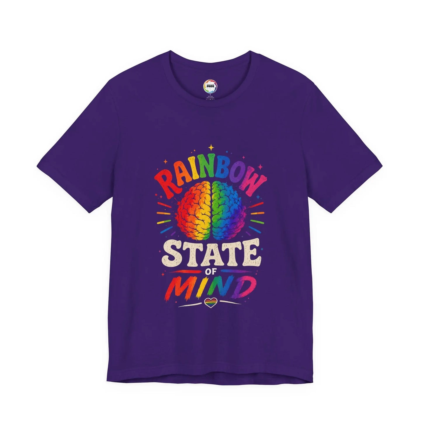 Rainbow State of Mind T‑Shirt — Colorful Brain Pride Graphic Tee Printify