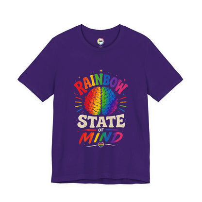 Rainbow State of Mind T‑Shirt — Colorful Brain Pride Graphic Tee Printify