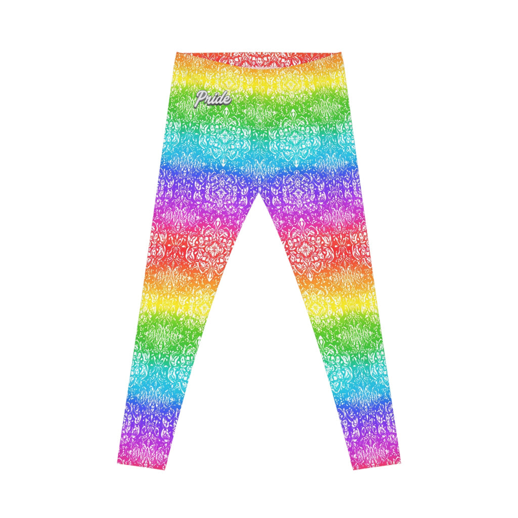 Vibrant Rainbow Pattern Leggings - Colorful Casual Activewear
