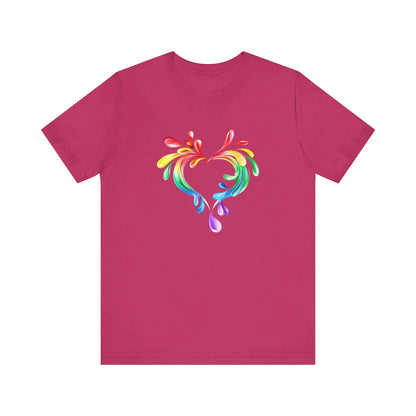 Rainbow Heart Unisex Short Sleeve Tee - PRIDE & Love Design Printify