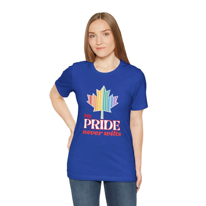 Canadian LGBTQ Maple Leaf Short Sleeve Tee - My Pride Never Wilts Printify
