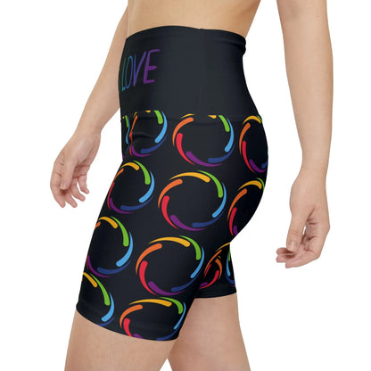 PRIDE Black Workout Shorts - Love is Love Yoga Shorts Printify