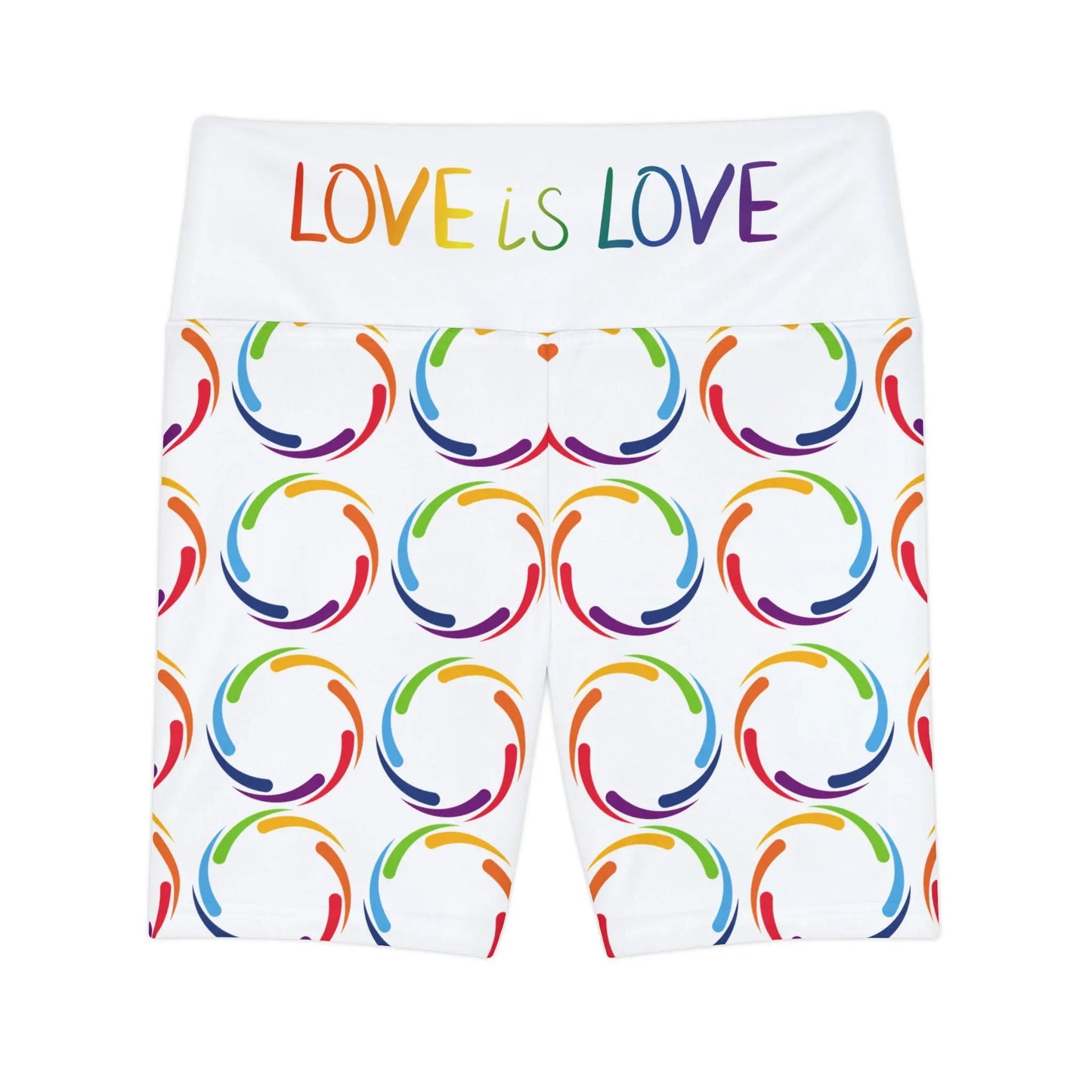 PRIDE Love is Love Workout Shorts for Women Printify