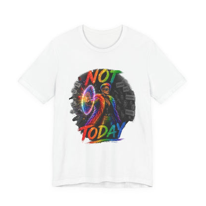 Not Today T-Shirt — Colorful Shield Hero Graphic Tee