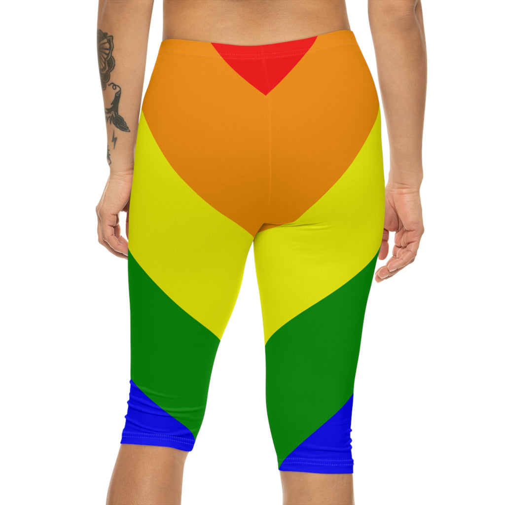 Rainbow Chevron Women’s Capri Leggings - Perfect for PRIDE and Active Wear