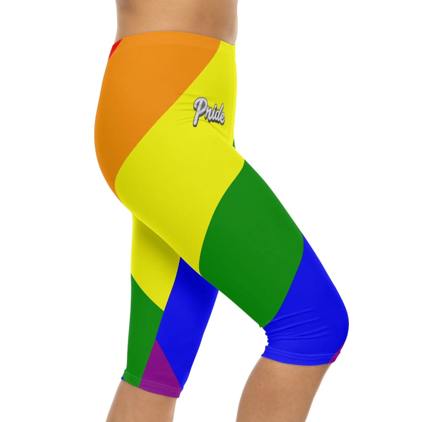 Rainbow Chevron Women’s Capri Leggings - Perfect for PRIDE and Active Wear Printify