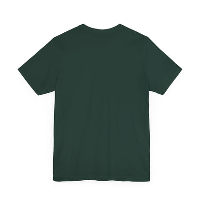 Back of a green Worldwide PRIDE t-shirt against a white background.