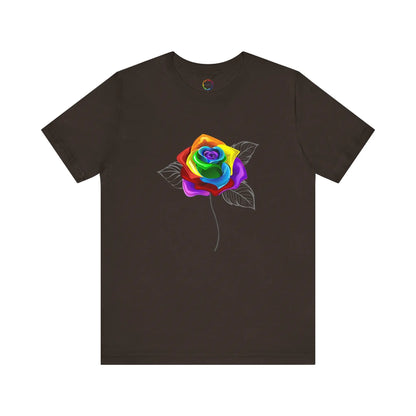 Rainbow Rose Unisex Jersey Tee - Vibrant Floral Design for PRIDE & Everyday Wear Printify