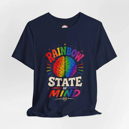 Rainbow State of Mind T‑Shirt — Colorful Brain Pride Graphic Tee Printify