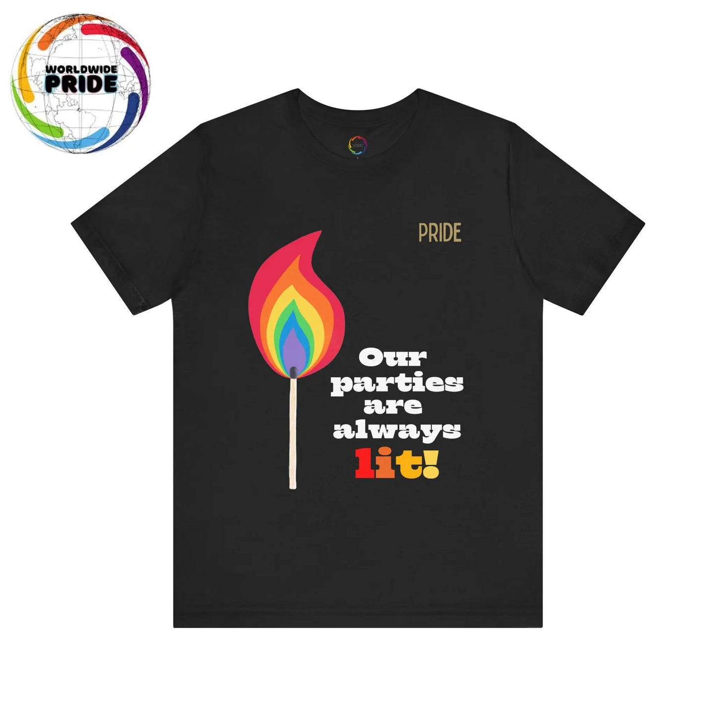 Rainbow Flame Tee - Our parties are always lit Printify
