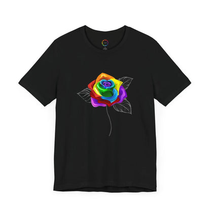Rainbow Rose Unisex Jersey Tee - Vibrant Floral Design for PRIDE & Everyday Wear Printify